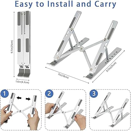 FORCHN Portable Laptop Stand for Acer Switch Alpha 12 Laptop, Ergonomic 6-Levels Angles Adjustable Computer Stand, ABS Laptop Riser Holder Compatible