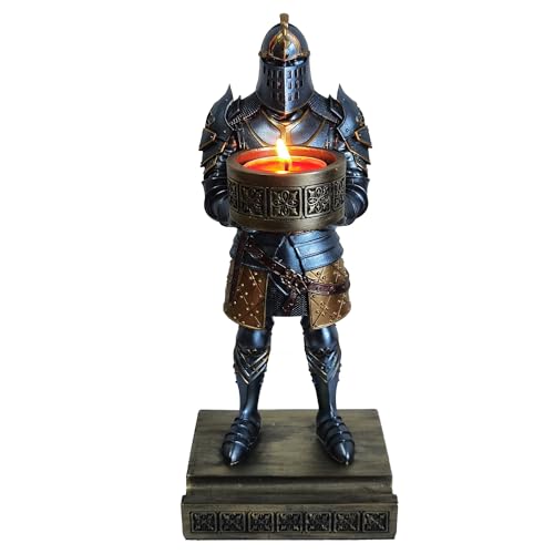 HDMbigmi King's Guard Standup Knight Candlestick Holders Resin TeaLight Holder Warrior Mobile Phone Stand Pen Holder Candle Holder for Restaurant, Altar, Home Table(Blue)