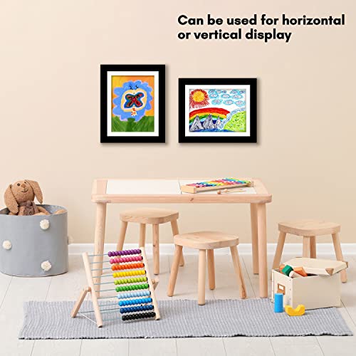 Americanflat Front Loading Kids Art Frame in Black - 8.5x11 Picture Frame with Mat and 10x12.5 Without Mat - Kids Artwork Frames Changeable Display - Frames for Kids Artwork Holds 100 Pieces