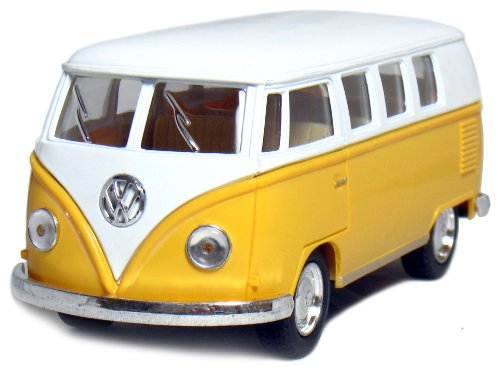 KiNSMART 5in Die-cast 1962 VW Classic Bus 1/32 Scale (Yellow), Pull Back n Go Action. For unisex