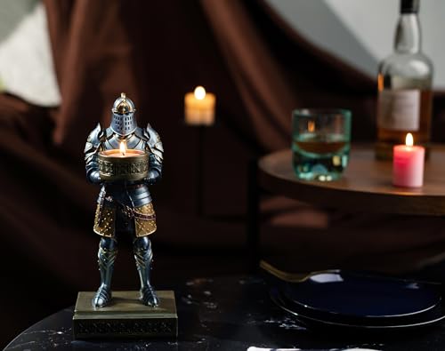 HDMbigmi King's Guard Standup Knight Candlestick Holders Resin TeaLight Holder Warrior Mobile Phone Stand Pen Holder Candle Holder for Restaurant, Altar, Home Table(Blue)