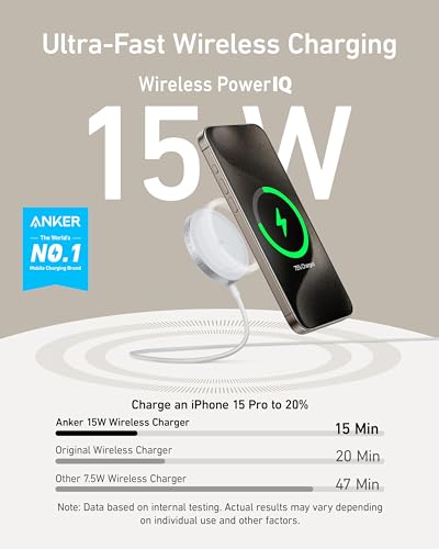 Anker MagGo 3-in-1 Charging Station, Qi2 Certified 15W MagSafe-Compatible Wireless Charger Stand, Foldable Charger for iPhone 15/14, AirPods, Apple Watch 9 (40W USB-C Charger Included) with Anker MagS