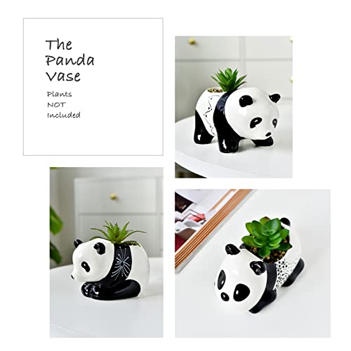 AASHDP Cute Animal Succulent Pots Bulk, Small Animal Succulent Planters for Indoor Plants, Mini Panda Flower Ceramic Pots Set of 3