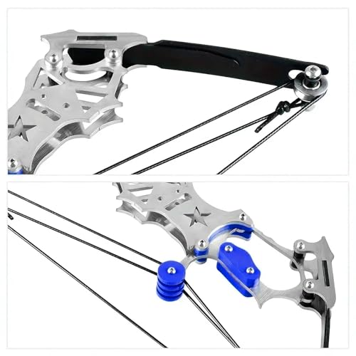 TIETHEKNOT Mini Archery Bow Set Right Hand Mini Compound Bow Mini Hunting Bow Metal Material Catapult RH/LH for Hunting Shooting Practice Archery Entertainment Fun