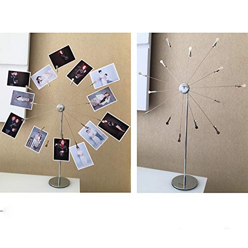 Mollytek Desktop Photo Holder With Clips Postcard Gift Card Picture Display Stand Decor Photo Tree Stand for Table Display Sky Wheel Romantic Design with Plated Wire and 14 Photo Metal Clips