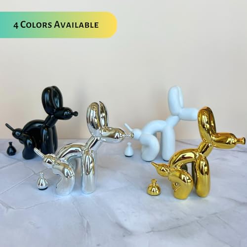 Pooping Dog Sculpture Gold, Fun for Pet Lovers, Christmas, Aesthetic Decorative Balloon Dog Statue, Small Animal Figurine for Coffee Table, Bookshelf, Home Decor (Gold)