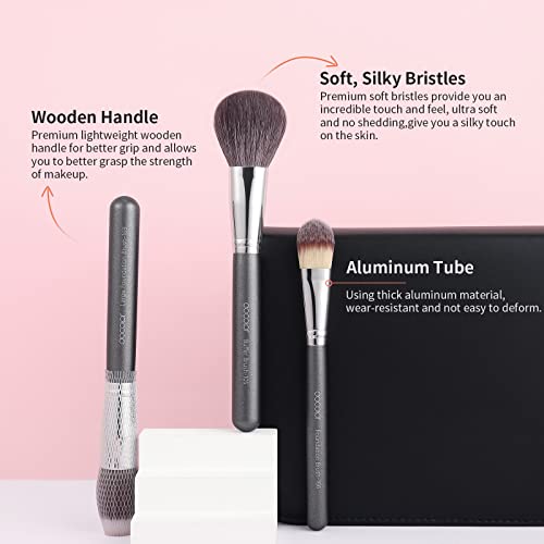 Docolor Professional Makeup Brush Set 29Pcs Makeup Brushes Valentines Day Gifts Premium Goat Synthetic Fiber Foundation Face Powder Blush Concealer Eyeshadows Make Up Brushes with PU Leather Case