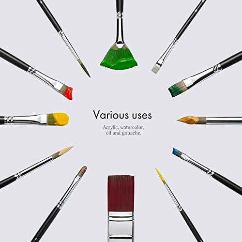 ARTIFY 24 Pieces Paint Brush Set, Expert Series, Enhanced Synthetic Art Supplies with Brush Holder and Palette Knife for Acrylic, Oil, Watercolor and Gouache Painting