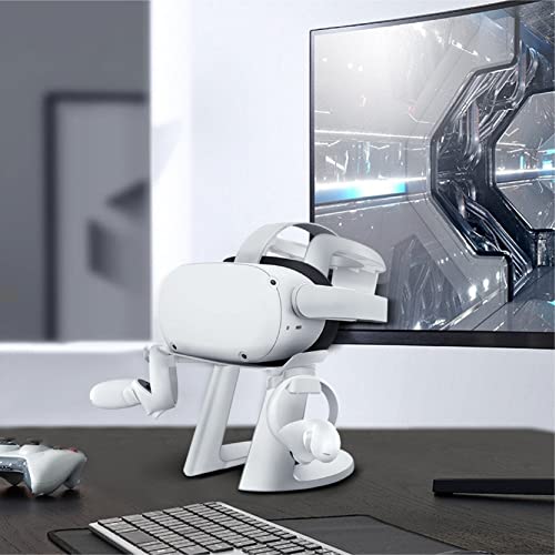 TNP VR Headset Stand for Oculus Quest 2 Holder Touch Controller Display Stand Docking Station White, Meta Quest 2/ Quest/Rift/Rift S/Samsung Odyssey VR Stand/Valve Index/HTC Vive/Valve Index