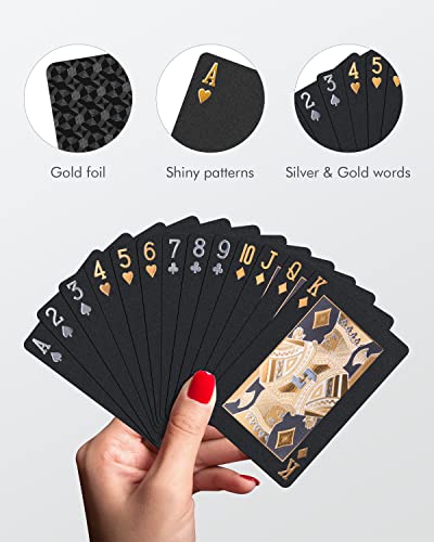 BIERDORF Diamond Waterproof Black Playing Cards, Poker Cards, HD, Deck of Cards (Black)