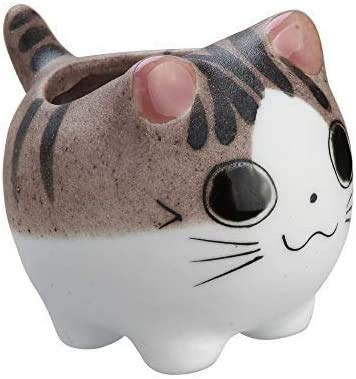 Bluecell Mini Ceramic Cute Animal Shaped Cartoon Home Decoration Vase Flower Pots Cat Shape Planter for Succulent Plant/Cactus Flower (Adorkable)