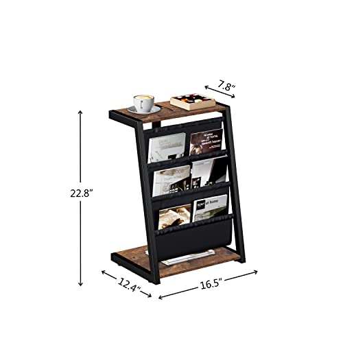 JOIN IRON Storage Bookshelf, Detachable Brochure Display Stand, Floor-Standing Magazine Rack with 4 Pockets, Newspaper Stand Easy to Move Easy to Assemble Compartments for Living Room