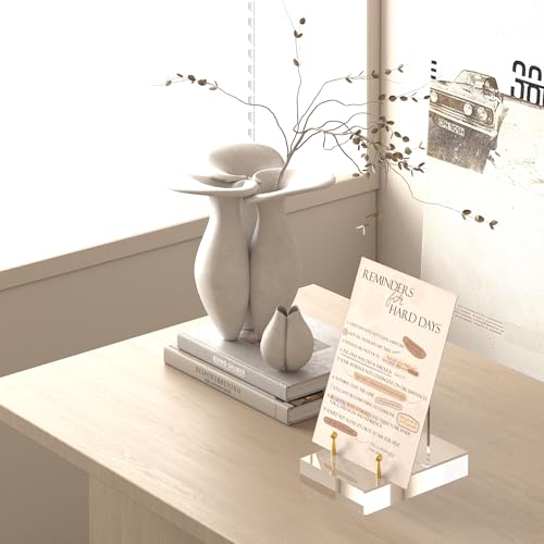 UoYeet Acrylic Easel Display Stand with Adjustable Gold-Toned Hardware for Pictures, Crystal Clear Acrylic Stand with Floating Appearance for Cookbook, Invitation and Plates