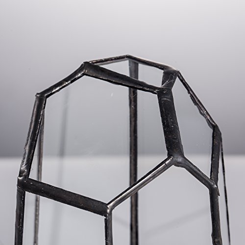 NCYP Small Irregular Geometric Terrarium - 4.1" x 3.5" x 5.9" - Miniature Glass Terrarium Planter for Succulent Air Plants - Tabletop Garden Display Container, Black (No Plants)