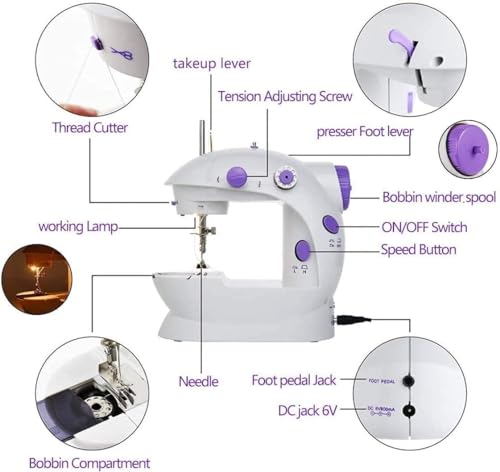 Mini Sewing Machine,Portable Sewing Machine for Beginners Adult Kids, 2-Thread 2-Speed 2-Switches Electric Crafting Mending Machine Travel Automatic Sewing Machine