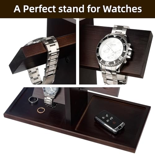 Watch Holder Stand Charging Station ,Watch Display Tower Jewelry Organizer for Rings, Necklaces, Coins Gifts for Men Women