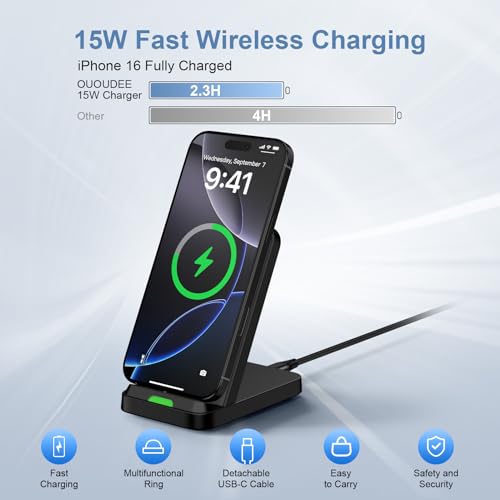 Wireless Charger Fast Charging Pad Stand for Motorola Edge 2024/G Stylus 5g/Razr/G Power 2024,15W Wireless Desk Phone Charger Station for Samsung Galaxy Z Fold 6/Flip 6/S24 Plus/FE/S23/S22/S21/S20/S10