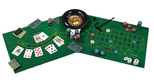 Talking Tables Casino Night Game Kit - Play Poker, Blackjack, Roulette - Gambling Set for Adults, Gifts for Him - Contains Game Mat, Chips, Play Money, Balls, Playing Cards (Host-Casino-V2)