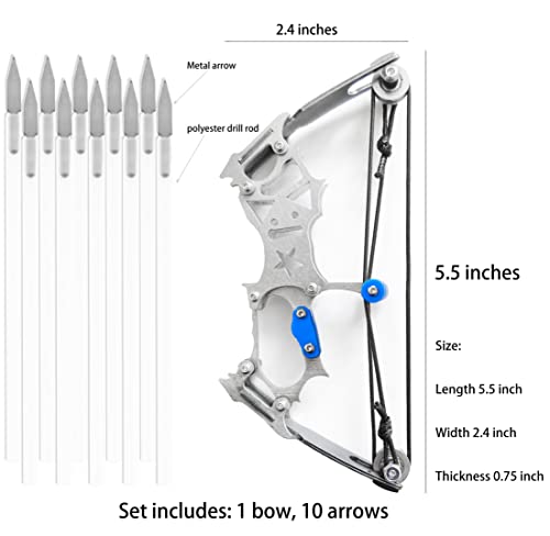 TIETHEKNOT Mini Archery Bow Set Right Hand Mini Compound Bow Mini Hunting Bow Metal Material Catapult RH/LH for Hunting Shooting Practice Archery Entertainment Fun