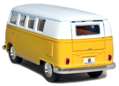 KiNSMART 5in Die-cast 1962 VW Classic Bus 1/32 Scale (Yellow), Pull Back n Go Action. For unisex