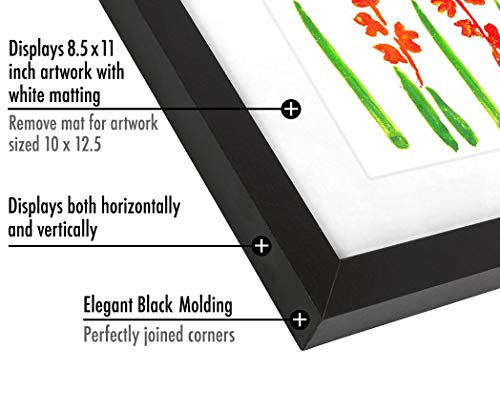 Americanflat Front Loading Kids Art Frame in Black - 8.5x11 Picture Frame with Mat and 10x12.5 Without Mat - Kids Artwork Frames Changeable Display - Frames for Kids Artwork Holds 100 Pieces
