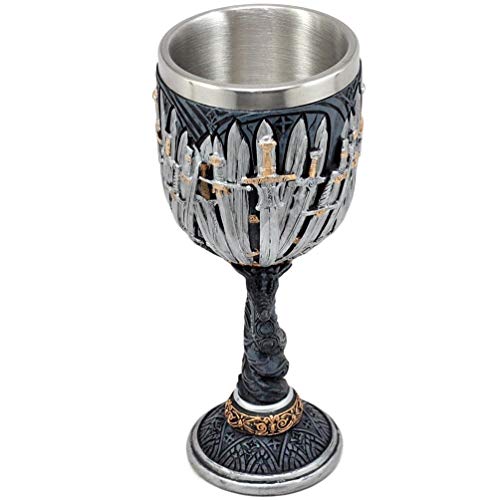 Medieval GOT Swords Chalice Goblet D&D Game Dragon Gifts Iron Throne Chalice Cup Merchandise Drinking Vessel with Wine Drip Ring