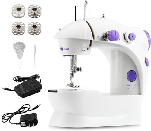 Mini Sewing Machine,Portable Sewing Machine for Beginners Adult Kids, 2-Thread 2-Speed 2-Switches Electric Crafting Mending Machine Travel Automatic Sewing Machine