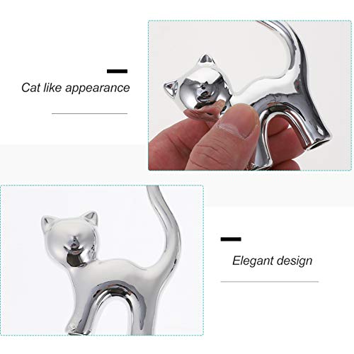 JOINPAYA 1 Set 2 Pcs Cat Ring Holder Jewelry Holder Ceramic Ring Holder Display Stands for Collectibles Earring Storage Organizer Cat Figurines Kitten Ring Holder Bracelet Storage Box Doll