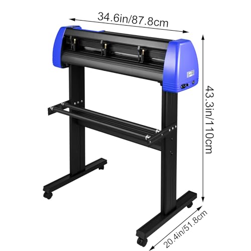 VEVOR Vinyl Cutter, 28" Vinyl Cutter Machine with 20 Blades, Maximum Paper Feed 720mm Vinyl Plotter Cutter Machine with Sturdy Floor Stand Adjustable Force and Speed for Sign Making