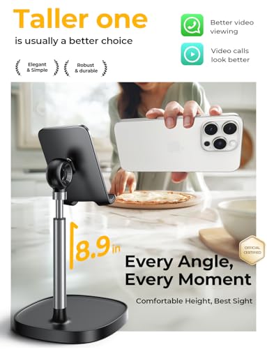 LISEN Cell Phone Stand Adjustable Phone Holer for Desk, Computer Office Desk Accessories for iPhone 16 Holder Women Kitchen Essentials Fits All Mobile Phones Switch Kindle iPads Tablet 4-10in