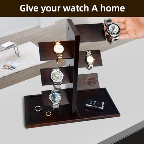 Watch Holder Stand Charging Station ,Watch Display Tower Jewelry Organizer for Rings, Necklaces, Coins Gifts for Men Women