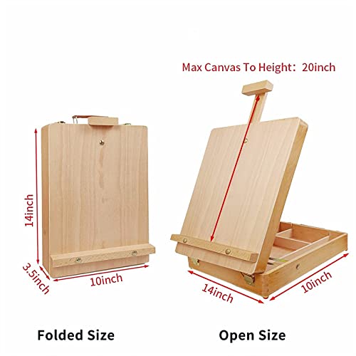 Louise Maelys Tabletop Easel Beechwood Art Easel for Painting Canvases Table Easel Stand for Painters Painting by Numbers, Students Beginners Artist Adults