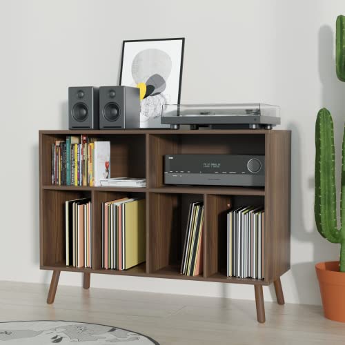 Cozy Castle Record Player Stand, Turntables Stand with Vinyl Record Storage Holds up to 350 Albums, Record Stand Table for Bedroom, Living Room, Office, Brown