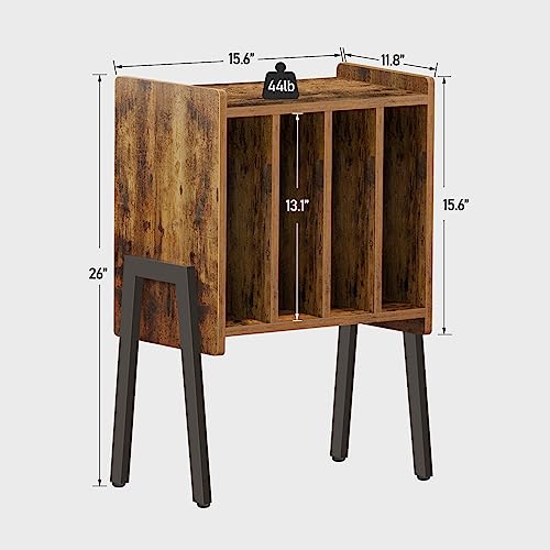 TUTOTAK Record Player Stand, Record Storage Table, End Table with Vinyl Holder Display Shelf, Side Table, Turntable Stand, Nightstand V1TB01BB045