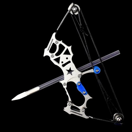 TIETHEKNOT Mini Archery Bow Set Right Hand Mini Compound Bow Mini Hunting Bow Metal Material Catapult RH/LH for Hunting Shooting Practice Archery Entertainment Fun