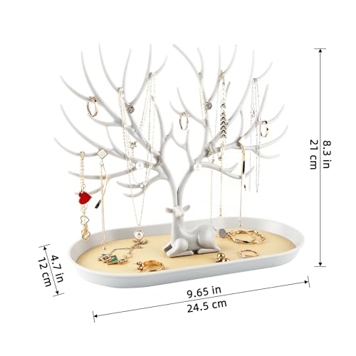 MORE&LESS Antlers Jewelry Display Stand,Tree Tower Rack Hanging Organizer for Ring Earrings Necklace Bracelet