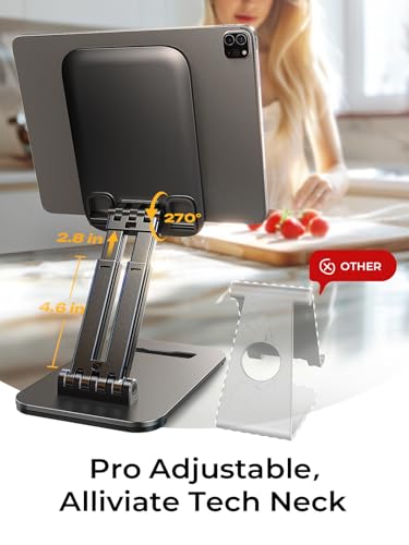 LISEN Tablet Stand for iPad Stand Holder Desk, Foldable iPad Pro Holder Portable Monitor Stand Travel Accessories, Home Office Desk Accessories for Men Gifts 2024 iPad Tab Kindle iPhone 4-15.9" Black