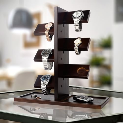 Watch Holder Stand Charging Station ,Watch Display Tower Jewelry Organizer for Rings, Necklaces, Coins Gifts for Men Women