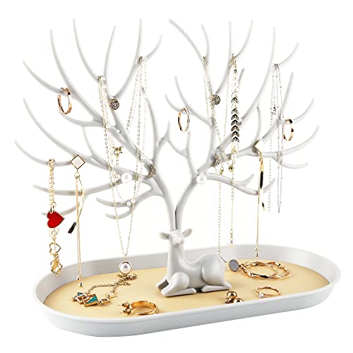 MORE&LESS Antlers Jewelry Display Stand,Tree Tower Rack Hanging Organizer for Ring Earrings Necklace Bracelet