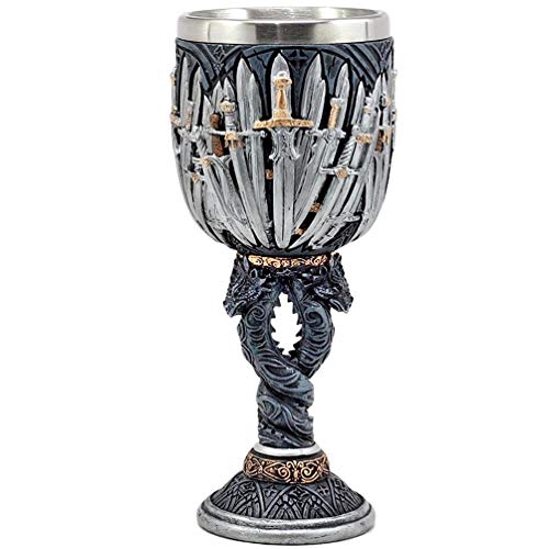 Medieval GOT Swords Chalice Goblet D&D Game Dragon Gifts Iron Throne Chalice Cup Merchandise Drinking Vessel with Wine Drip Ring