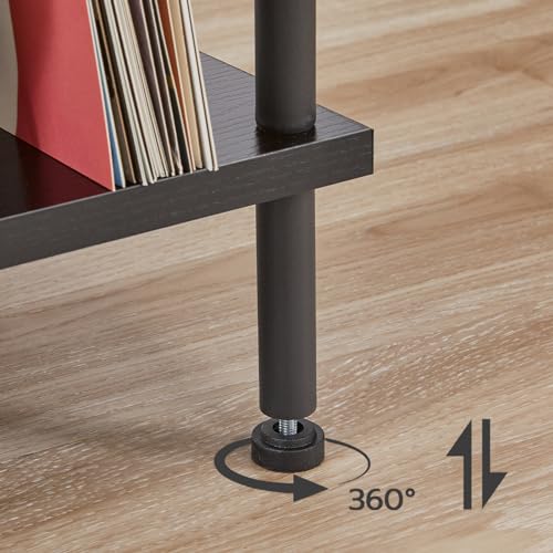 HOOBRO 3-Tier Record Player Stand, Vinyl Record Holder with Charging Station, Record Player Table with Storage Shelf, Turntable Stand for Music Room, Living Room, Bedroom, Black BB02URS01