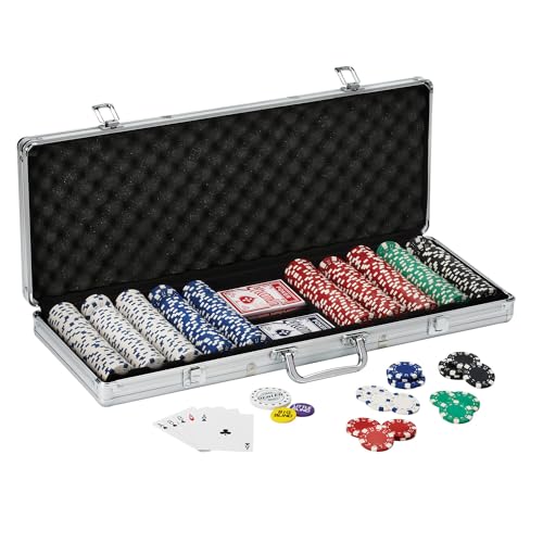 Fat Cat 11.5 Gram Texas Hold 'em Claytec Poker Chip Set with Aluminum Case, 500 Striped Dice Chips