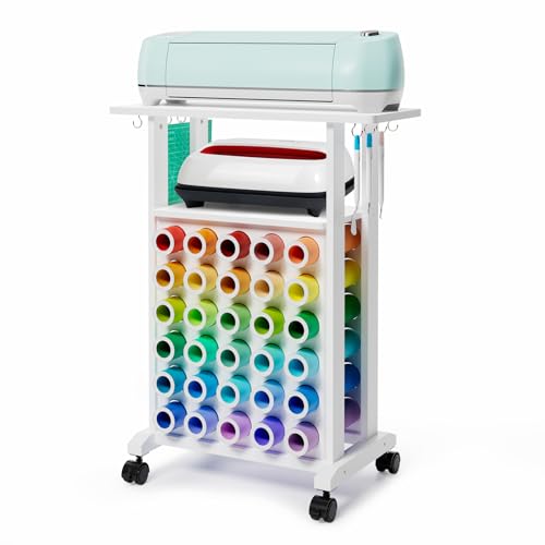 𝐂𝐫𝐚𝐟𝐢𝐭 Organizers and Storage for Cricut Machines, Rolling Craft Storage Cart with 30 Vinyl Roll Holders, Crafting Table Organization Workstation for Craft Room Home, Compact Removable