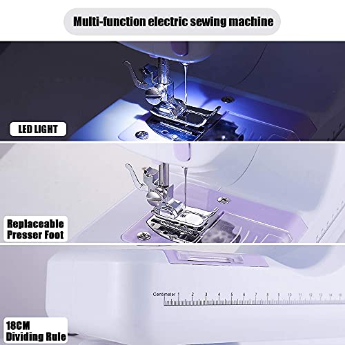 rxmeili Sewing Machine Portable mini Electric Sewing Machine for beginners 12 Built-in Stitches 2 Speed with Foot Pedal，Light, Storage Drawer.