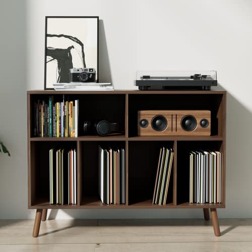 Cozy Castle Record Player Stand, Turntables Stand with Vinyl Record Storage Holds up to 350 Albums, Record Stand Table for Bedroom, Living Room, Office, Brown