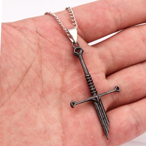 SONGCHANGJEWELRY Narsil Broken Sword Necklace - The Hobbit - The Lord of the Rings - LOTR Lord Power Pendant - Gothic Cosplay Jewelry Accessories Gift for Man Woman Fans