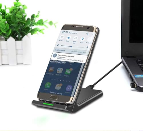 Wireless Charger 10W Fast Stand Compatible with Samsung Galaxy S22/Plus/Ultra, Detachable 2-Coils Charging Pad Slim