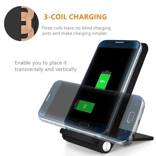 Wireless Charger 10W Fast Folding Compatible with Samsung Galaxy S22/Plus/Ultra, Stand 3-Coils Charging Pad Slim