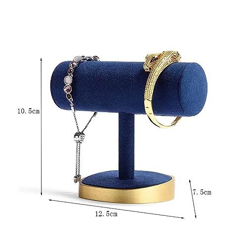 JUNXIAN Jewelry Stand Creative T Shape Bracelet Necklace Pendant Tower Blue Velvet Watch Keychain Jewelry Display Stand Jewelry Organizer Jewelry Rack