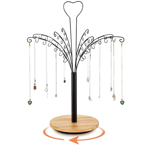 BNING Necklace Holder, Rotating Necklace Display Stand 48 Hooks for Long Necklaces Organizer, Bracelets Holder Keychains Display - Large Capacity Jewelry Necklace Display for Vendors Selling